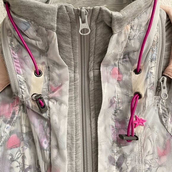 TOUGH Jeansmith Y2K Nylon Overlay Jacket Womens XS Full Zip Hidden Hood Rare - Picture 9 of 16